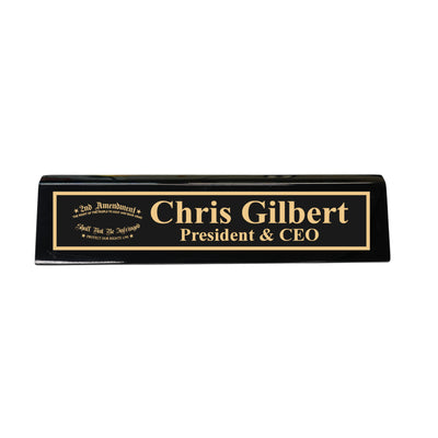 Desk Wedge Name Plate - PERSONALIZED - 2nd Amendment - 11 Inches
