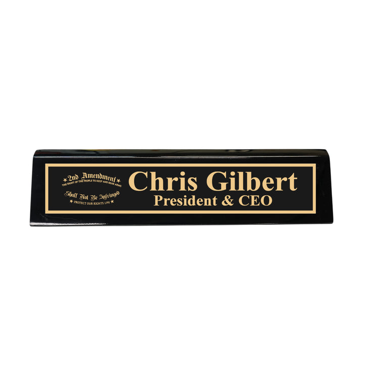 Desk Wedge Name Plate - PERSONALIZED - 2nd Amendment - 11 Inches
