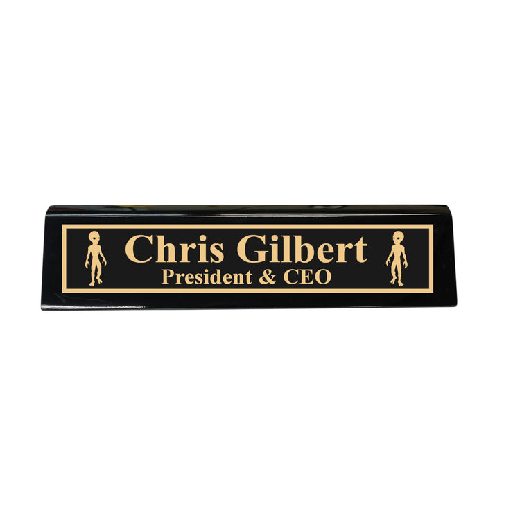 Desk Wedge Name Plate - PERSONALIZED - Alien - 11 Inches