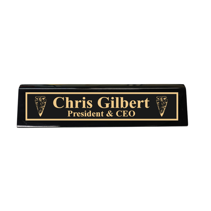 Desk Wedge Name Plate - PERSONALIZED - Arrowhead - 11 Inches