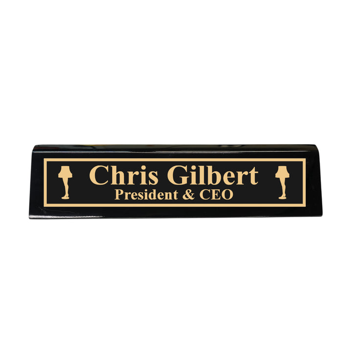 Desk Wedge Name Plate - PERSONALIZED - Leg Lamp - 11 Inches