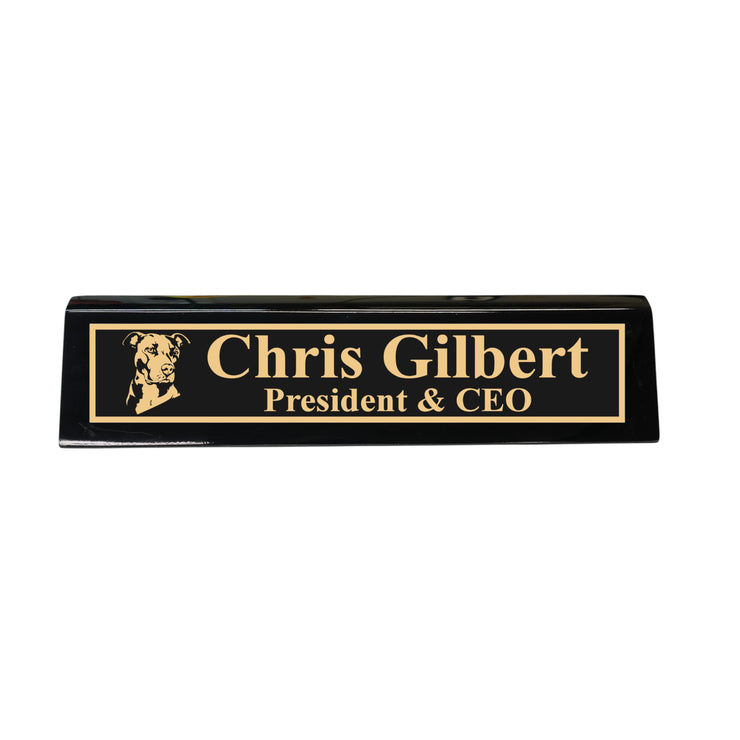Desk Wedge Name Plate - PERSONALIZED - Pit Bull - 11 Inches