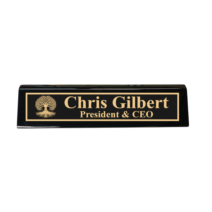 Desk Wedge Name Plate - PERSONALIZED - Celtic Tree of life - 11 Inches