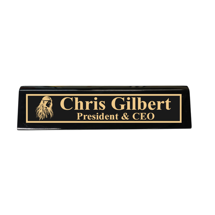 Desk Wedge Name Plate - PERSONALIZED - Native American Indian - 11 Inches