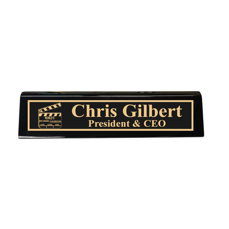 Desk Wedge Name Plate - PERSONALIZED - Worlds most awesome film director - 11 Inches