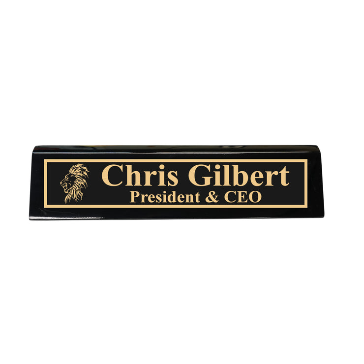 Desk Wedge Name Plate - PERSONALIZED - Lion - 11 Inches