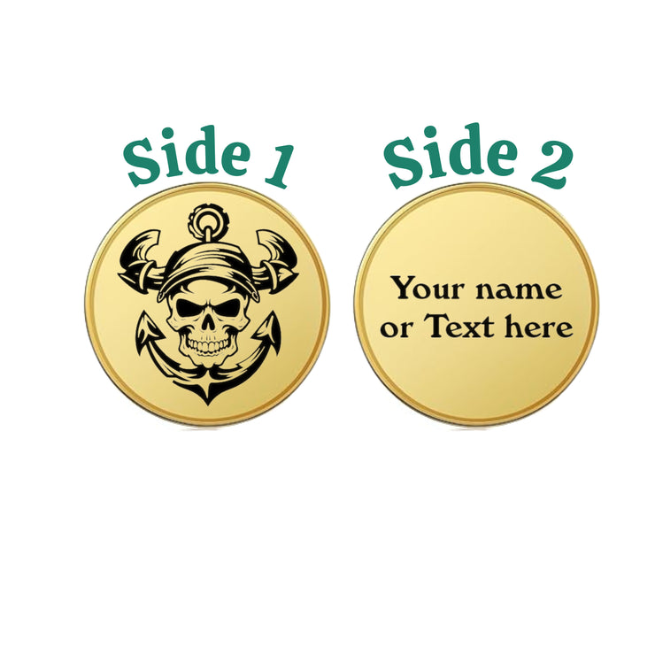 Challenge Coin - PERSONALIZED - CUSTOM - Pirate Skull Anchor
