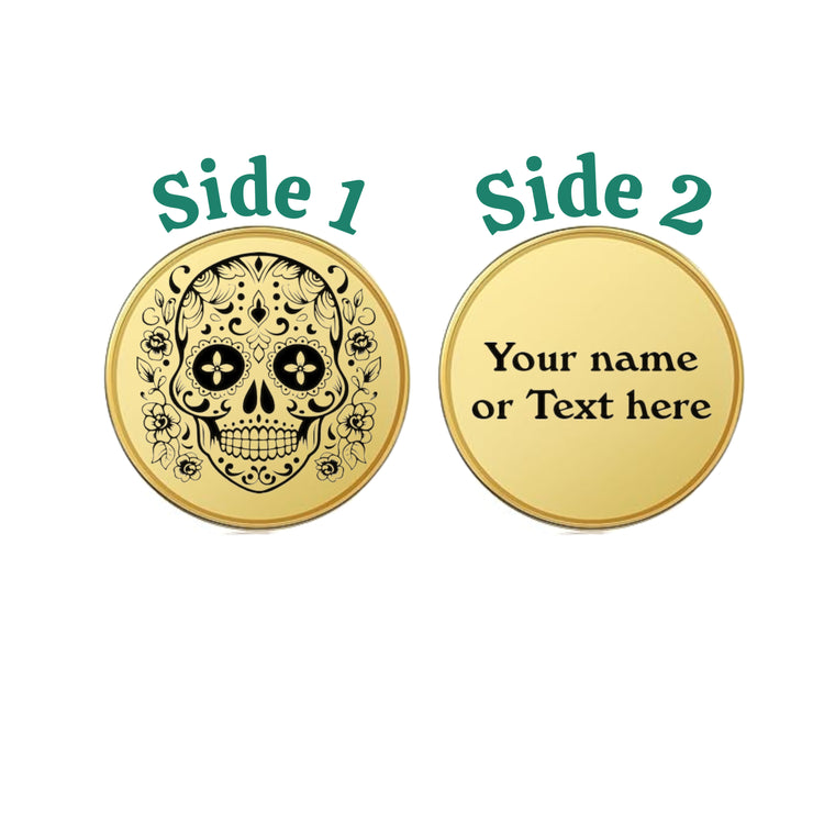 Challenge Coin - PERSONALIZED - CUSTOM - Sugar Skull day of the dead