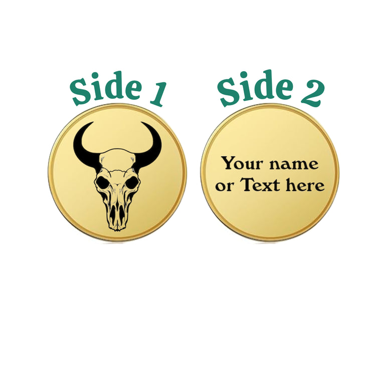 Challenge Coin - PERSONALIZED - CUSTOM - Cow Skull