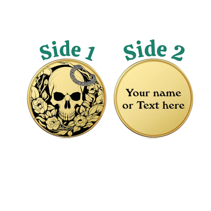 Challenge Coin - PERSONALIZED - CUSTOM - Skull with Snake