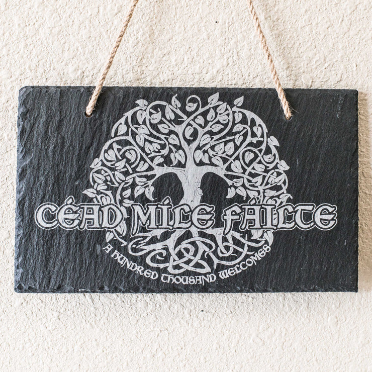 Sign - Slate - Cead Mile Failte - 12x7in