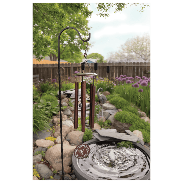 HipFlaskPlus personalized My Horse copper powder coated wind chime in a garden