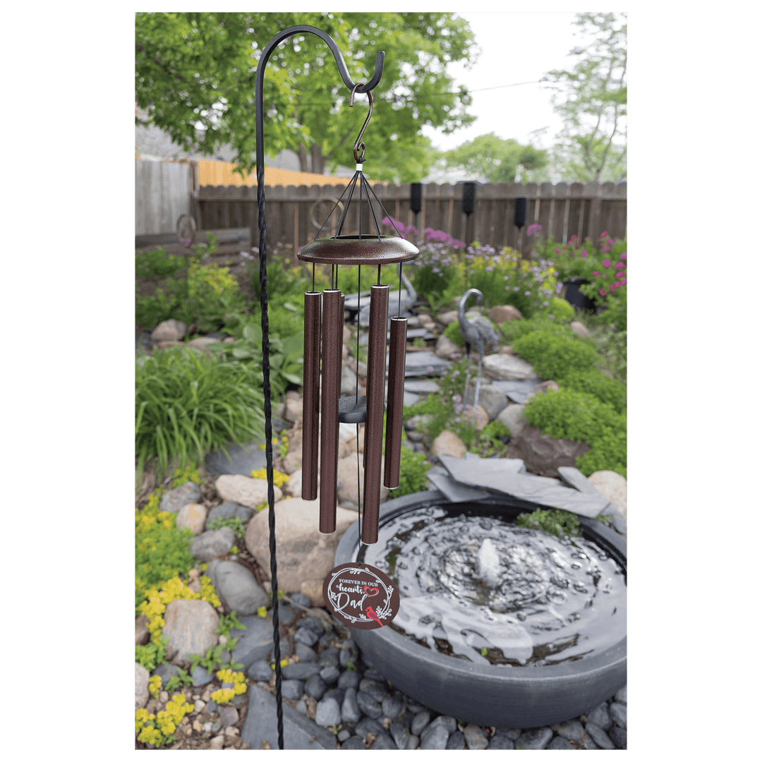 HipFlaskPlus personalized Highland Cow copper powder coated wind chime in a garden