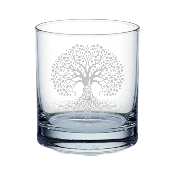 Rocks Glass - Celtic Tree of Life - Double Old Fashioned