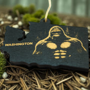 Ornament - Black - Washington State with Bigfoot