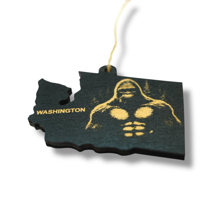 Ornament - Black - Washington State with Bigfoot