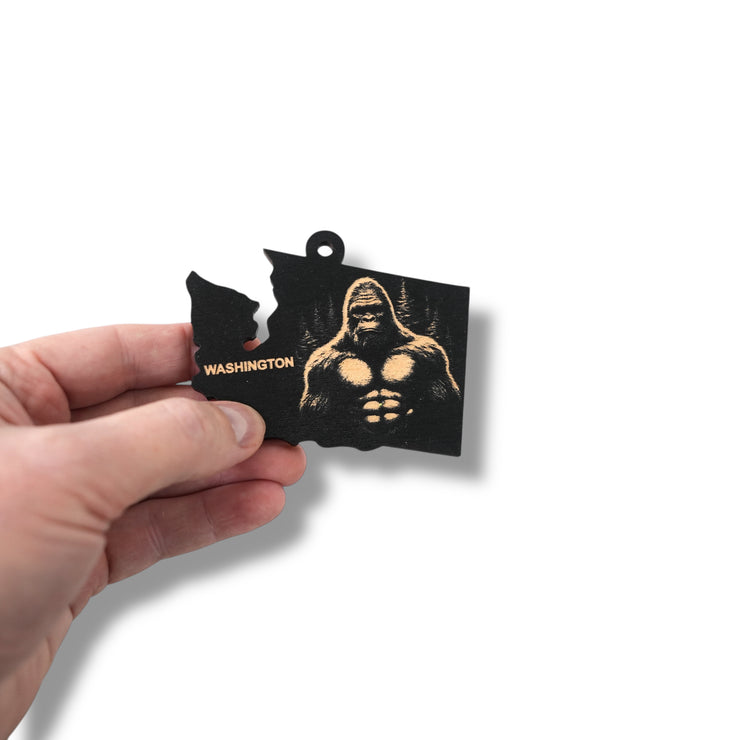 Ornament - Black - Washington State with Bigfoot