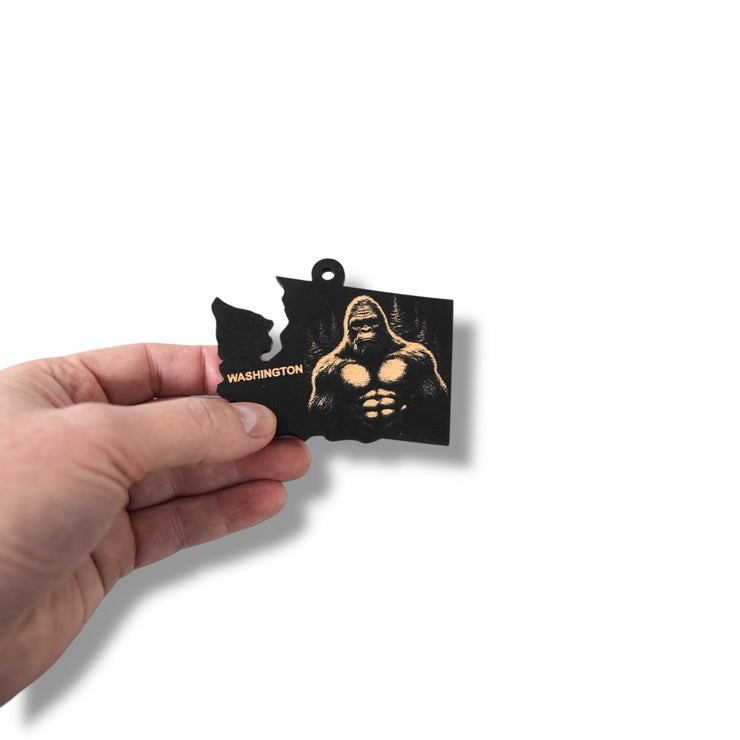 Ornament - Black - Washington State with Bigfoot
