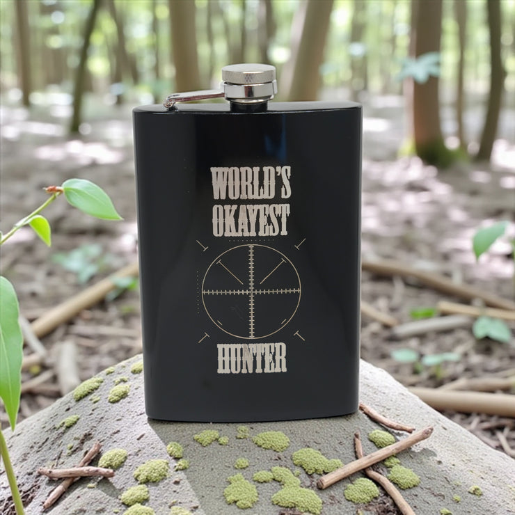 8oz BLACK World's Okayest Hunter Flask