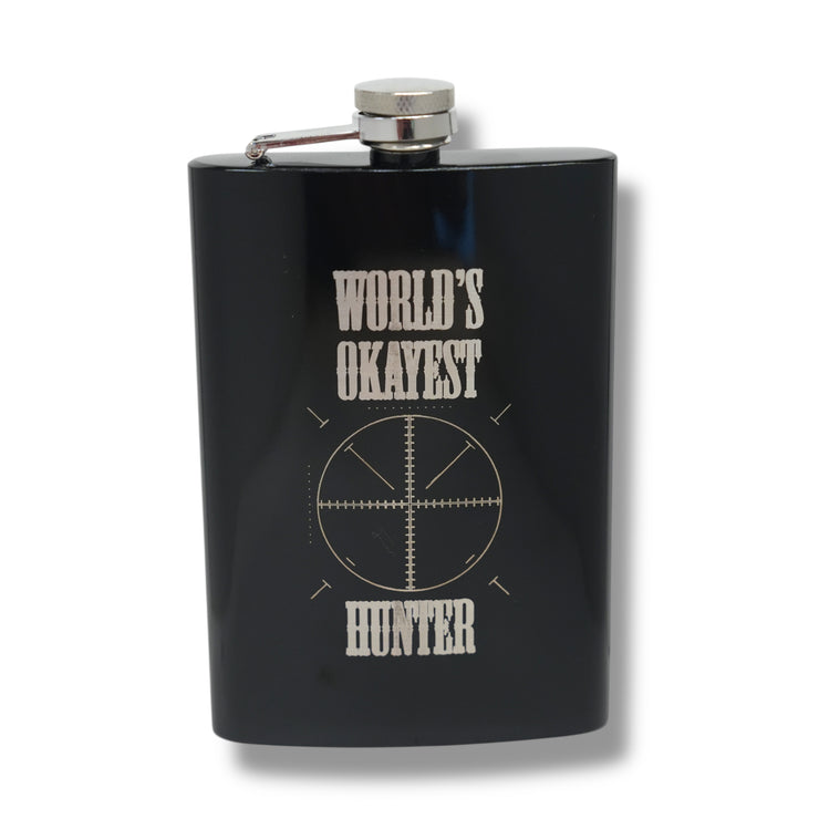 8oz BLACK World's Okayest Hunter Flask