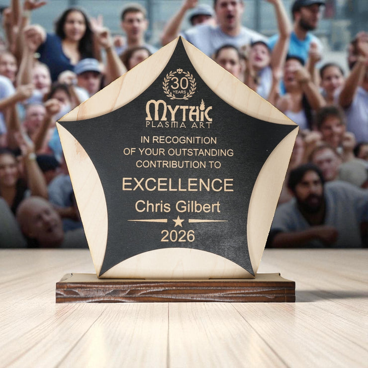 Award - PERSONALIZED - Trophy Award 1 - Black on Raw Wood