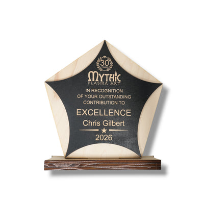 Award - PERSONALIZED - Trophy Award 1 - Black on Raw Wood