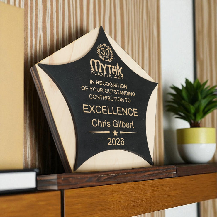 Award - PERSONALIZED - Trophy Award 1 - Black on Raw Wood