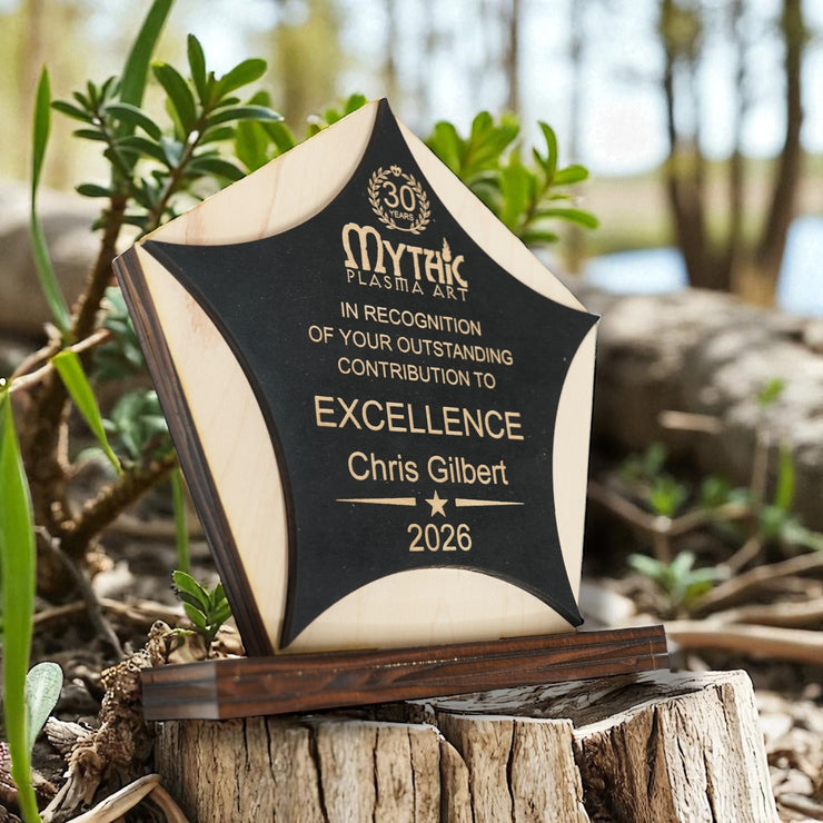Award - PERSONALIZED - Trophy Award 1 - Black on Raw Wood