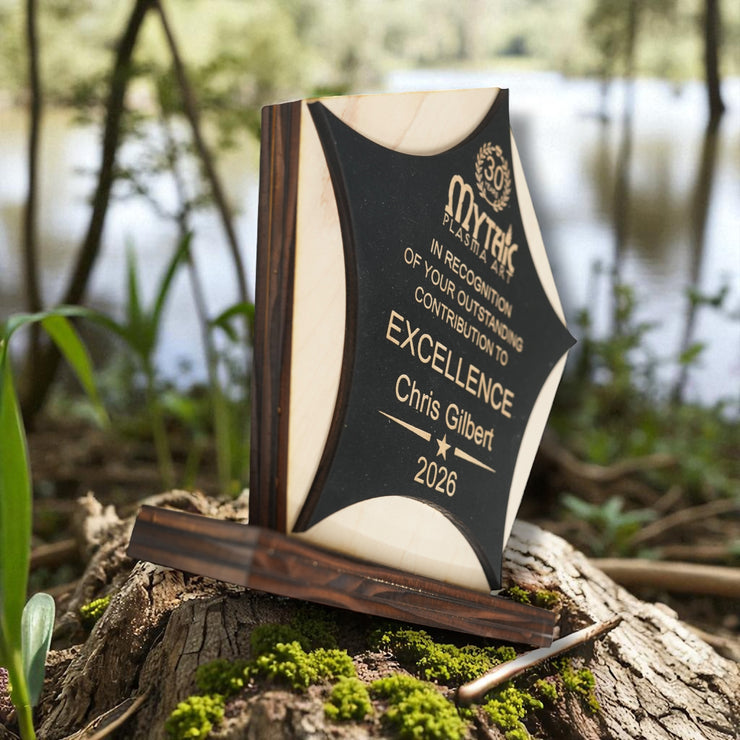 Award - PERSONALIZED - Trophy Award 1 - Black on Raw Wood