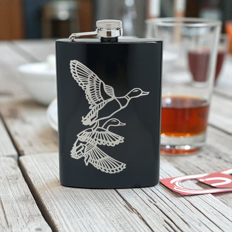 8oz BLACK Ducks Flask