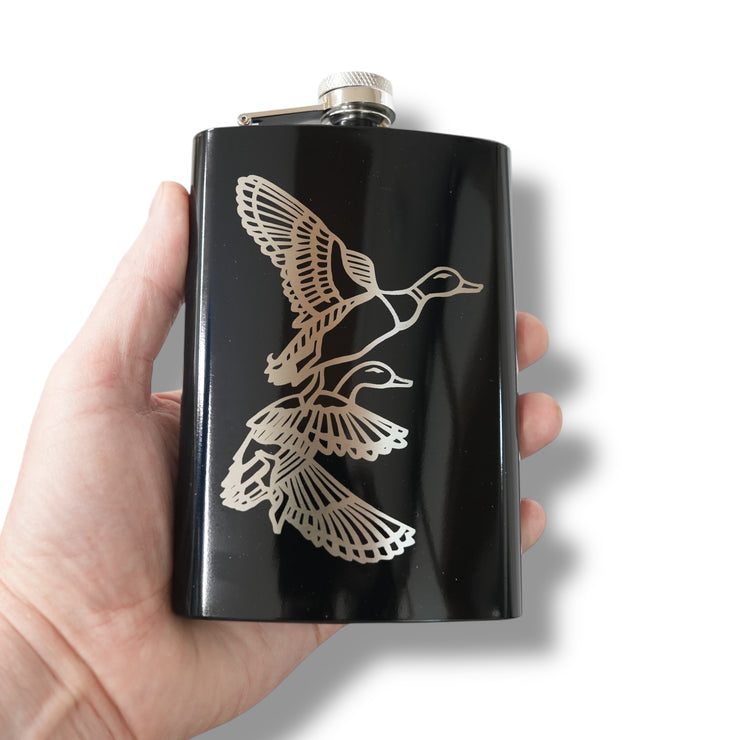 8oz BLACK Ducks Flask