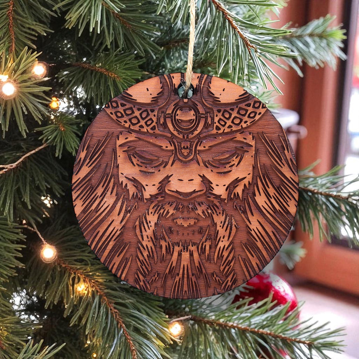 Viking Warrior - Raw Cedar Ornament 3x3in