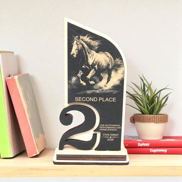Award - Trophy - PERSONALIZED - Horse - 1st 2nd 3rd Place - 9x5 Inches