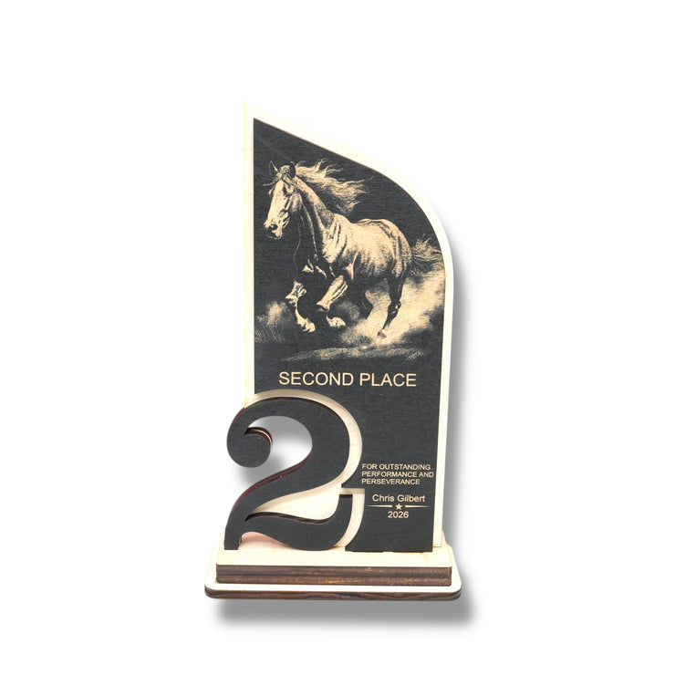 Award - Trophy - PERSONALIZED - Horse - 1st 2nd 3rd Place - 9x5 Inches