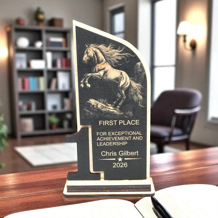 Award - Trophy - PERSONALIZED - Horse - 1st 2nd 3rd Place - 9x5 Inches