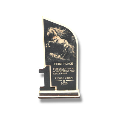 Award - Trophy - PERSONALIZED - Horse - 1st 2nd 3rd Place - 9x5 Inches