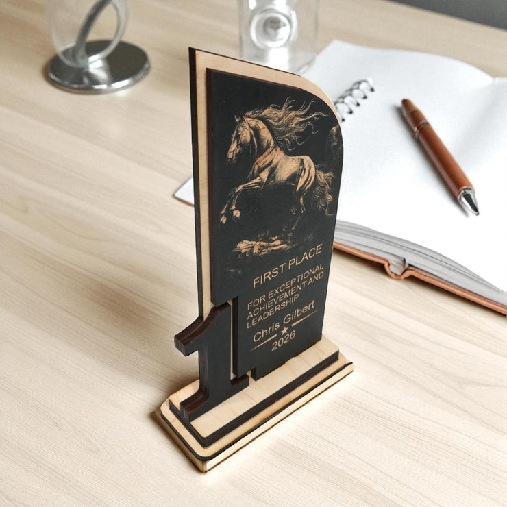 Award - Trophy - PERSONALIZED - Horse - 1st 2nd 3rd Place - 9x5 Inches