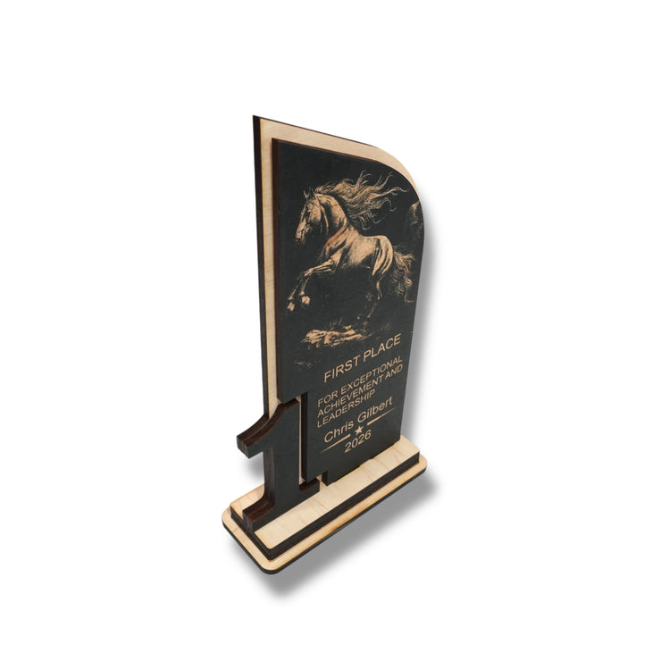 Award - Trophy - PERSONALIZED - Horse - 1st 2nd 3rd Place - 9x5 Inches