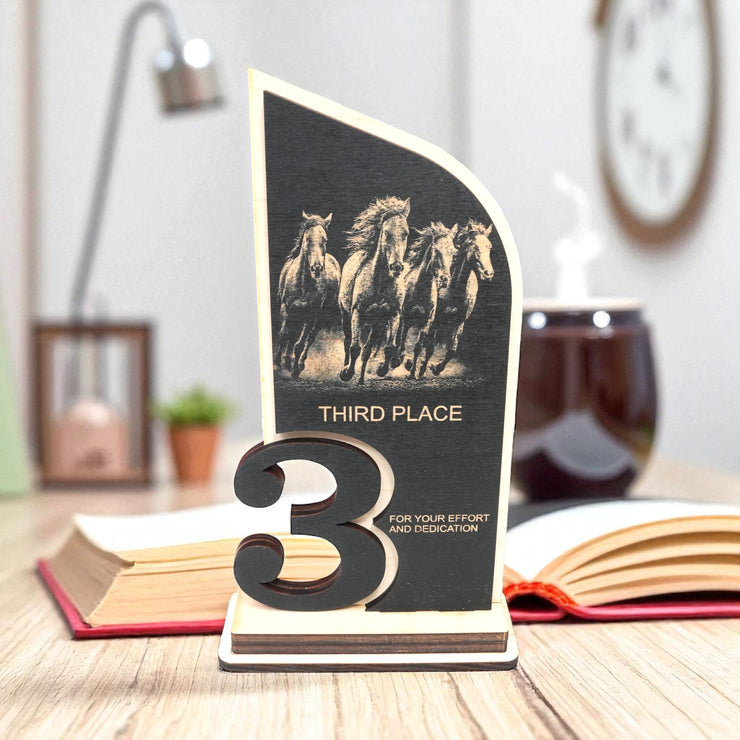 Award - Trophy - CUSTOM - Horse - 1st 2nd 3rd Place - 9x5 Inches