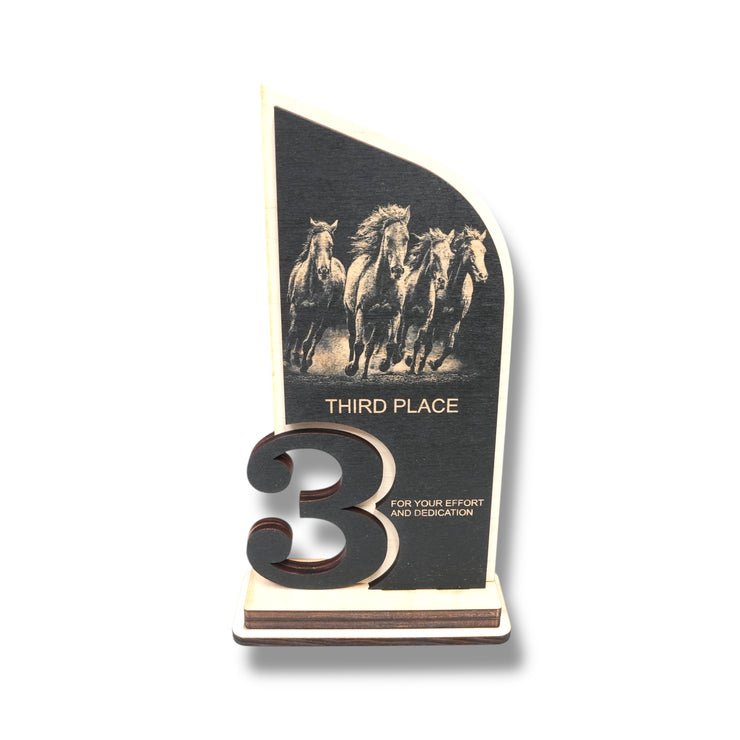 Award - Trophy - CUSTOM - Horse - 1st 2nd 3rd Place - 9x5 Inches