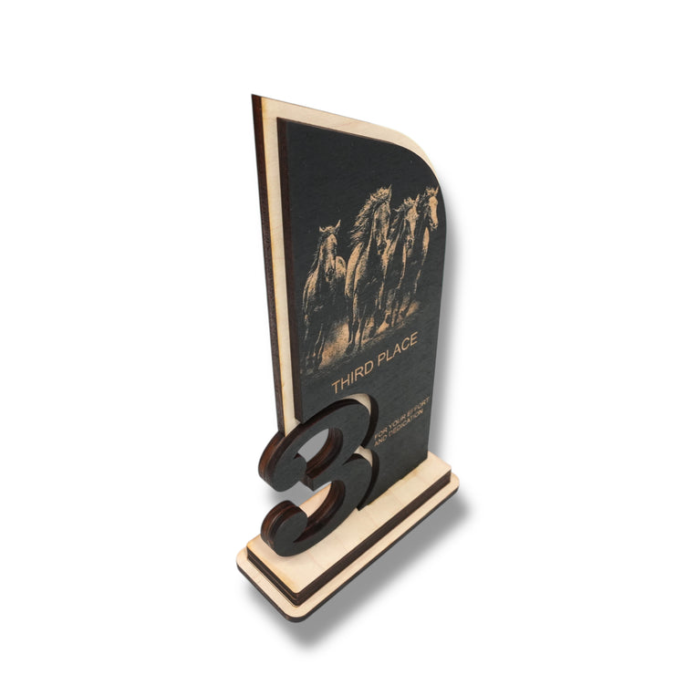 Award - Trophy - CUSTOM - Horse - 1st 2nd 3rd Place - 9x5 Inches