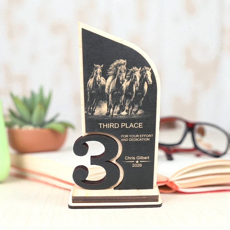 Award - Trophy - PERSONALIZED - Horse - 1st 2nd 3rd Place - 9x5 Inches