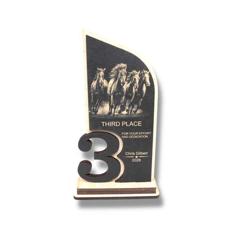 Award - Trophy - PERSONALIZED - Horse - 1st 2nd 3rd Place - 9x5 Inches