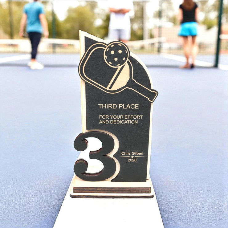 Trophy Award - PERSONALIZED - Pickleball - 1st 2nd 3rd Place - 9x5 Inches
