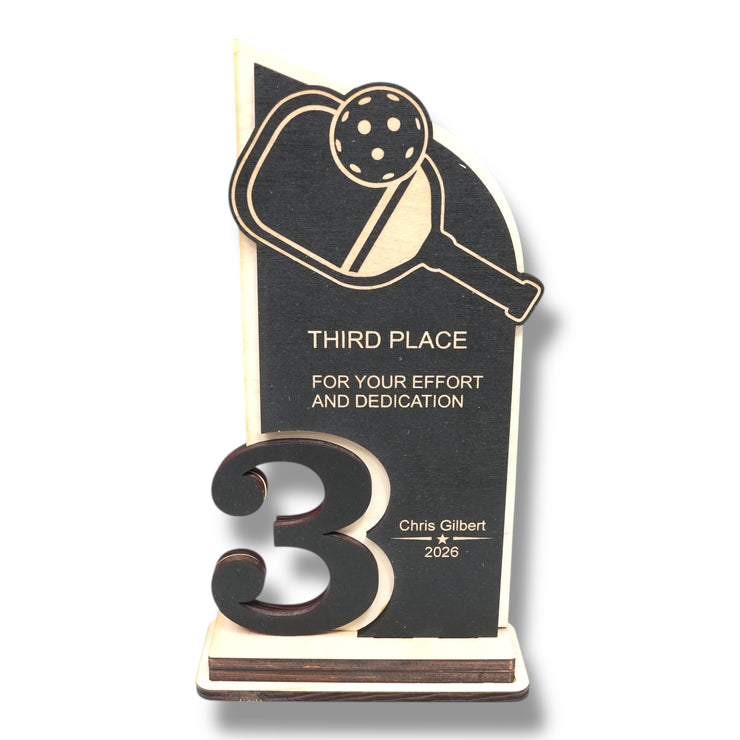 Trophy Award - PERSONALIZED - Pickleball - 1st 2nd 3rd Place - 9x5 Inches