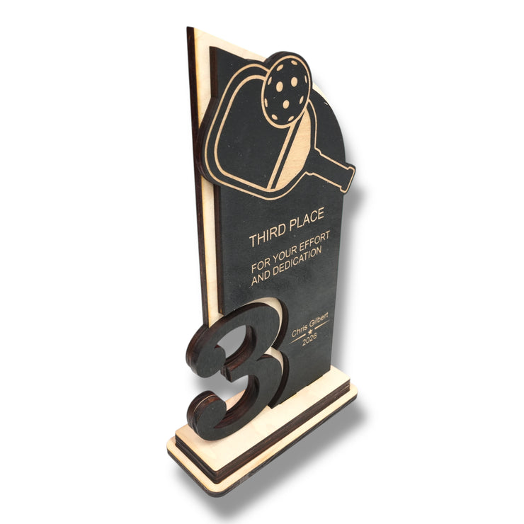 Trophy Award - PERSONALIZED - Pickleball - 1st 2nd 3rd Place - 9x5 Inches