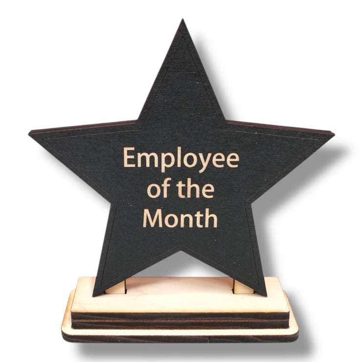 Award - CUSTOM - Employee Of The Month Star with STAND