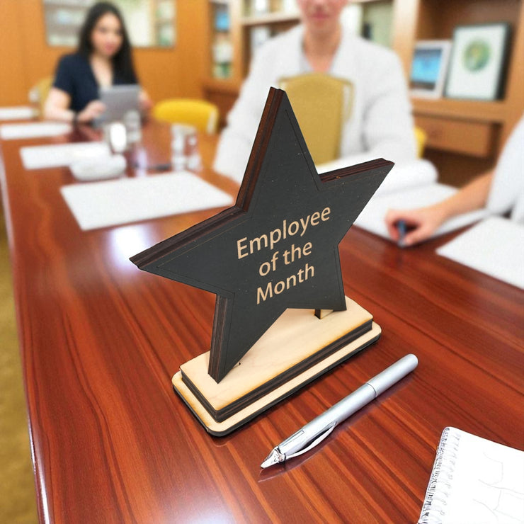 Award - CUSTOM - Employee Of The Month Star with STAND