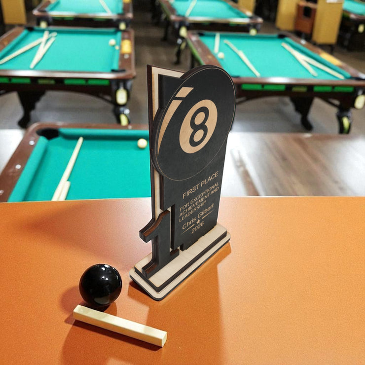 Trophy Award - PERSONALIZED - Billiards Pool - 1st 2nd 3rd Place - 9x5 Inches