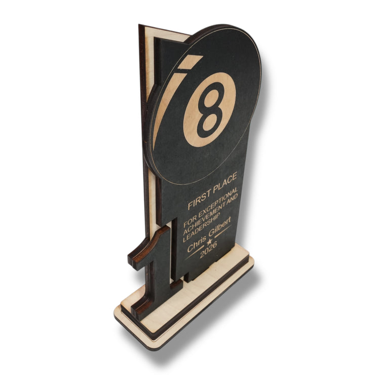 Trophy Award - PERSONALIZED - Billiards Pool - 1st 2nd 3rd Place - 9x5 Inches